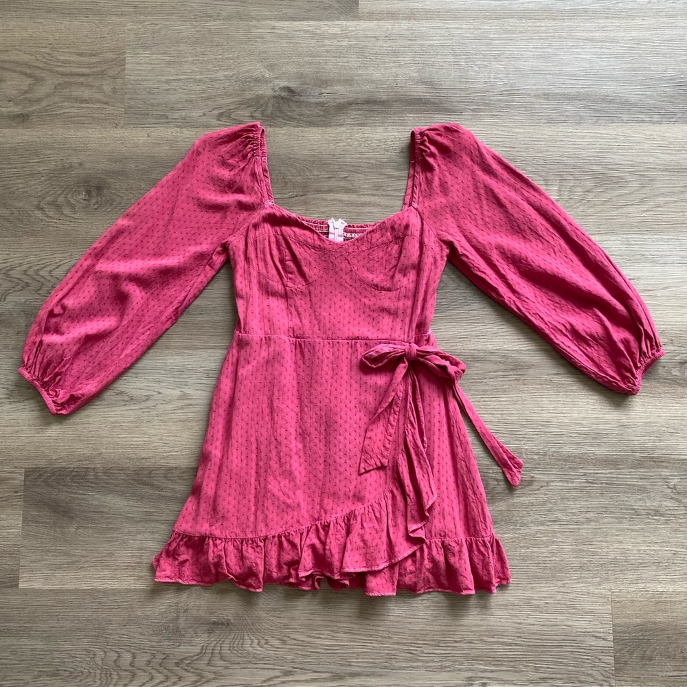 Lulus Wrap Style Red Ruffled Dress